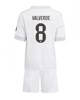 Billige Fotballdrakt Real Madrid Federico Valverde #8 Replika Hjemmedraktsett Barn 2025-26 Kortermet (med bukser)